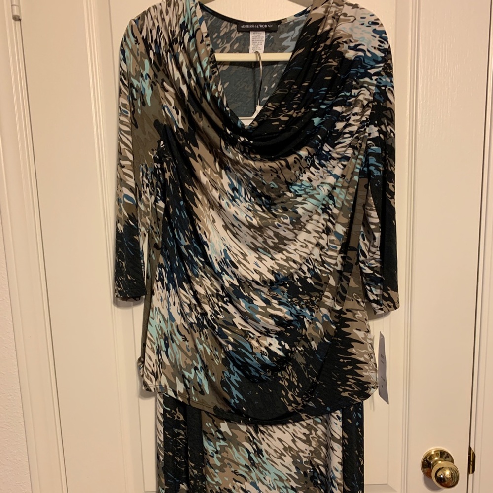Cowl neck top and maxi skirt set